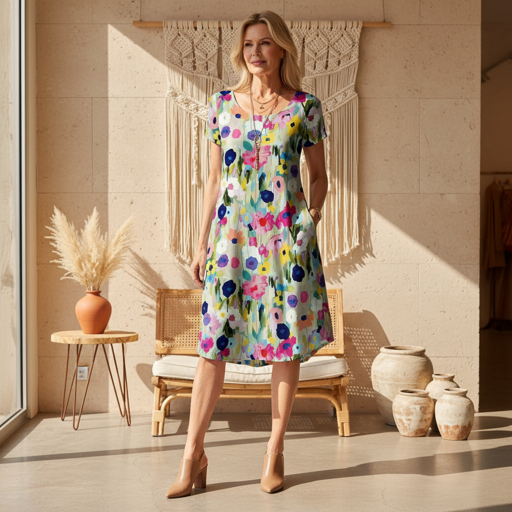 Priya - Watercolour Bloom Dress
