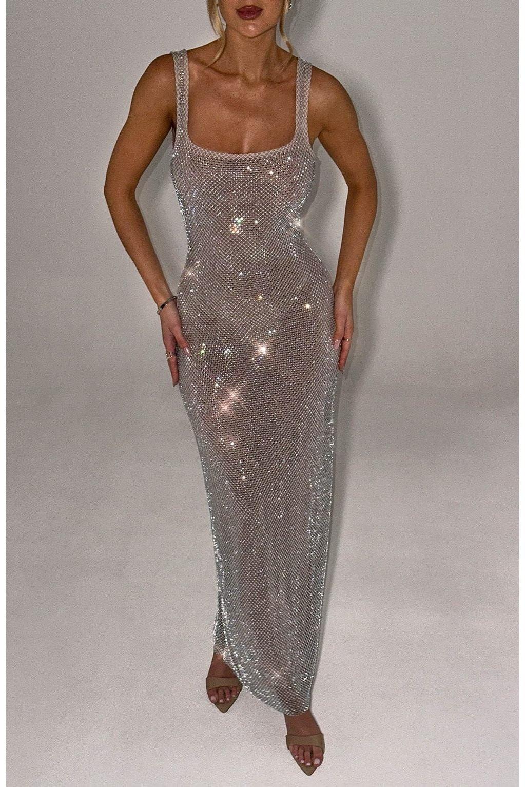 Aubrielle - Stunning Square Neck Bodycon Maxi Dress