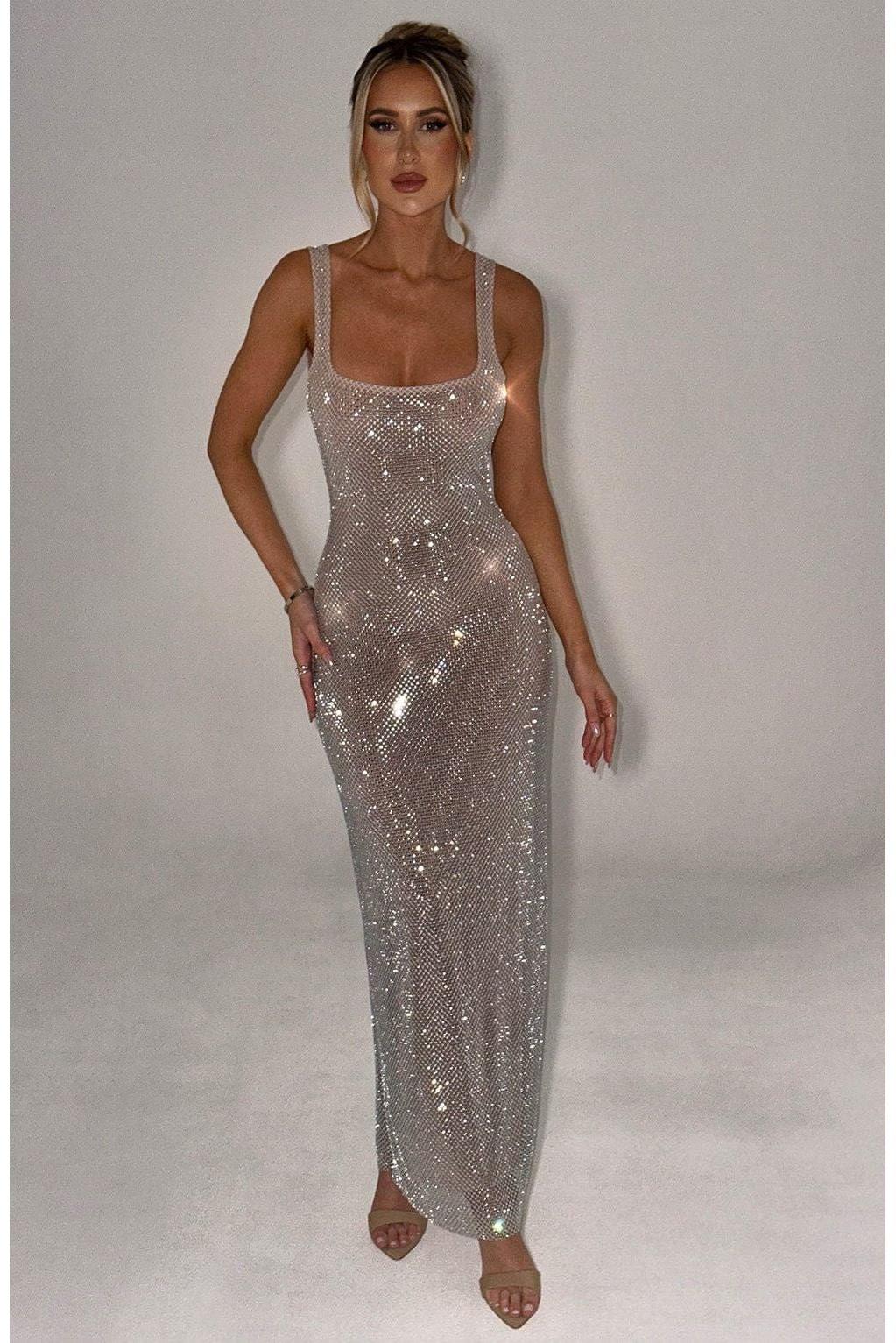 Aubrielle - Stunning Square Neck Bodycon Maxi Dress