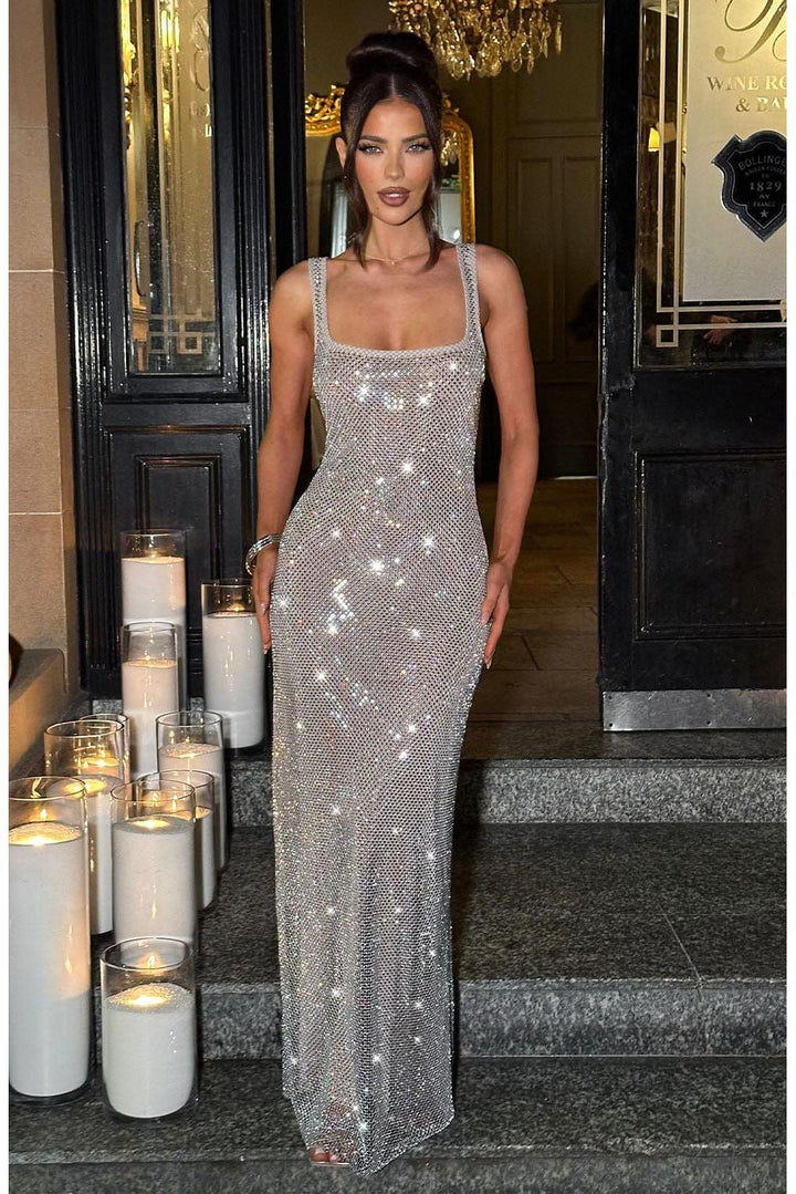 Aubrielle - Stunning Square Neck Bodycon Maxi Dress