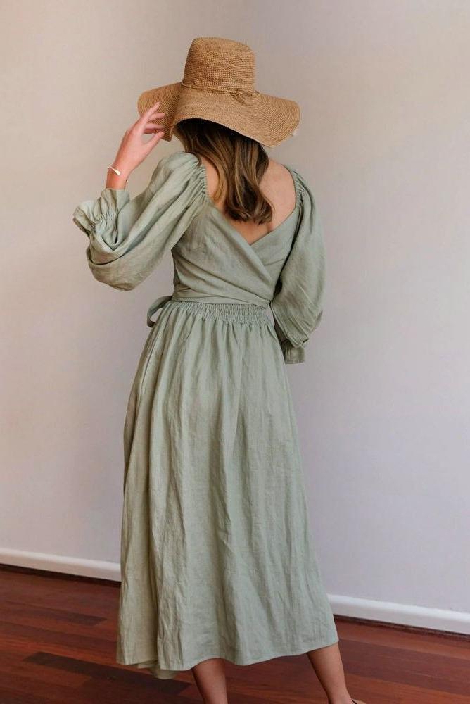 Aviana - Elegant Reversible Puff Sleeve Maxi Dress