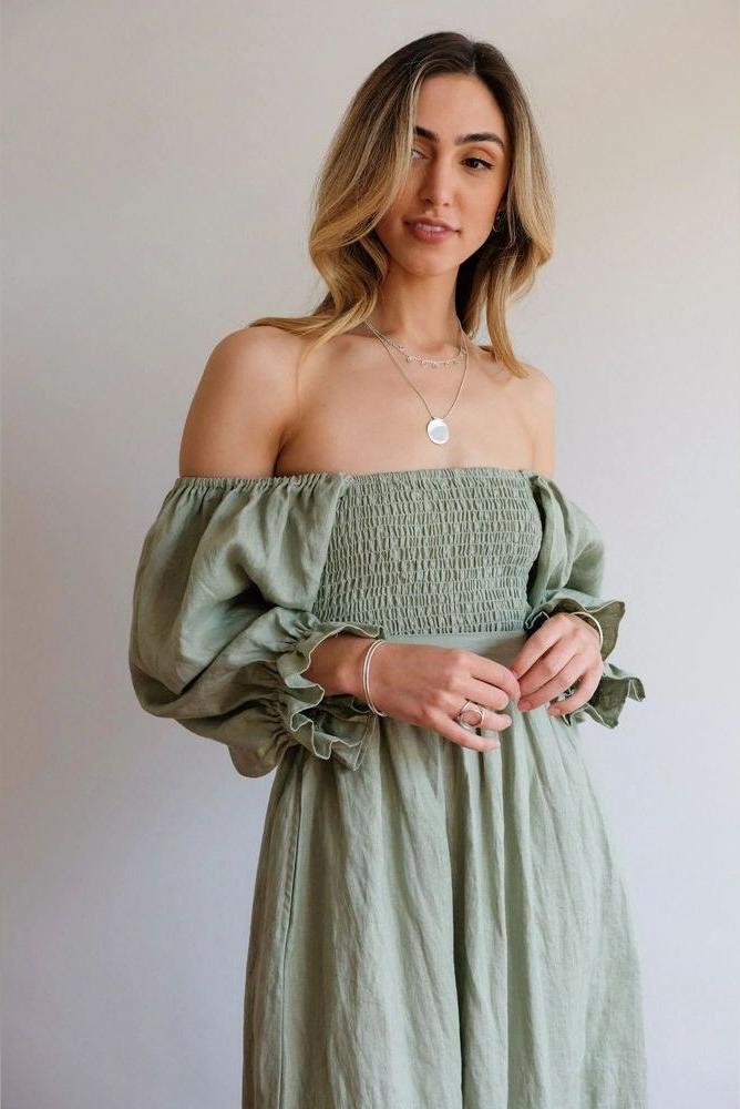 Aviana - Elegant Reversible Puff Sleeve Maxi Dress