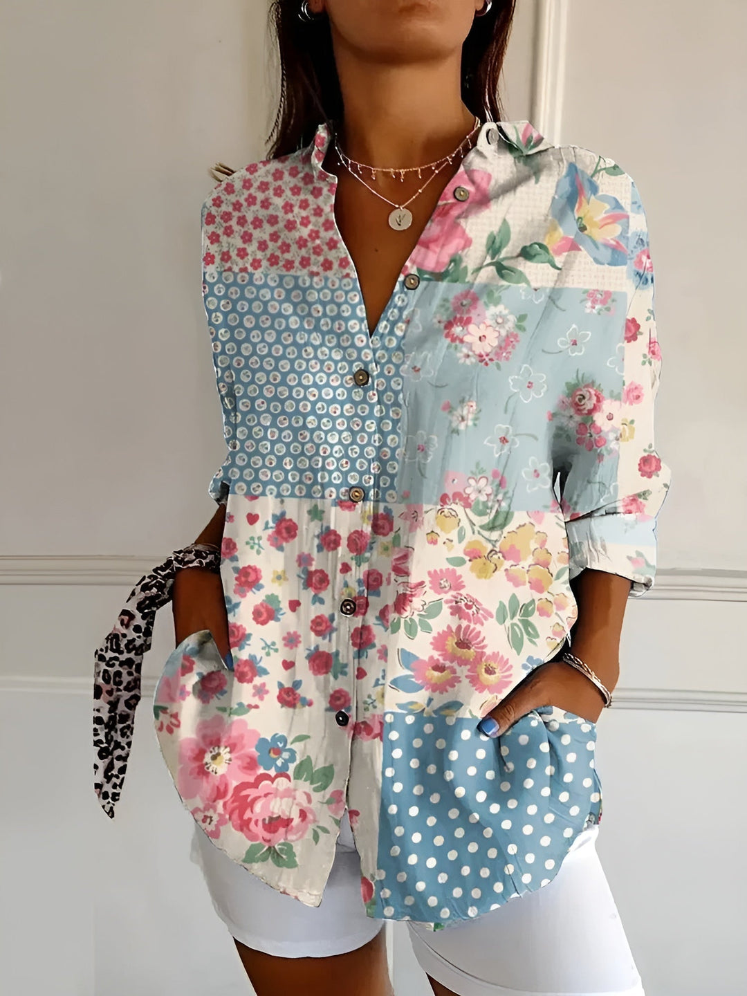 Roseline - Patterned Button-Up Shirt