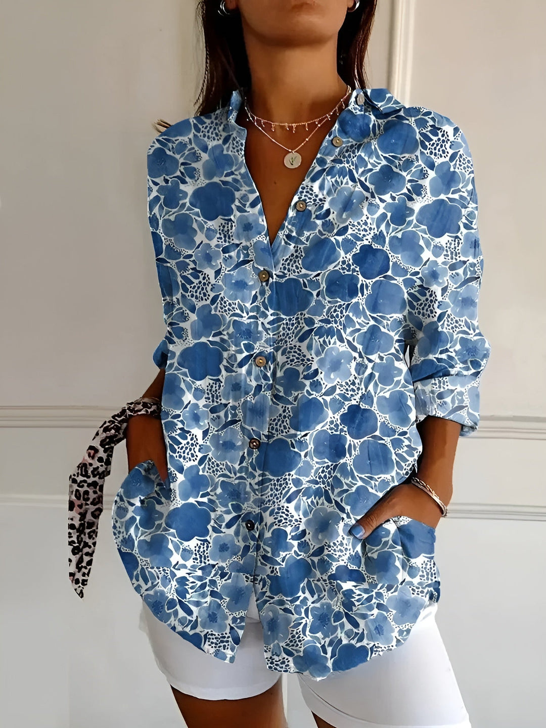 Roseline - Patterned Button-Up Shirt