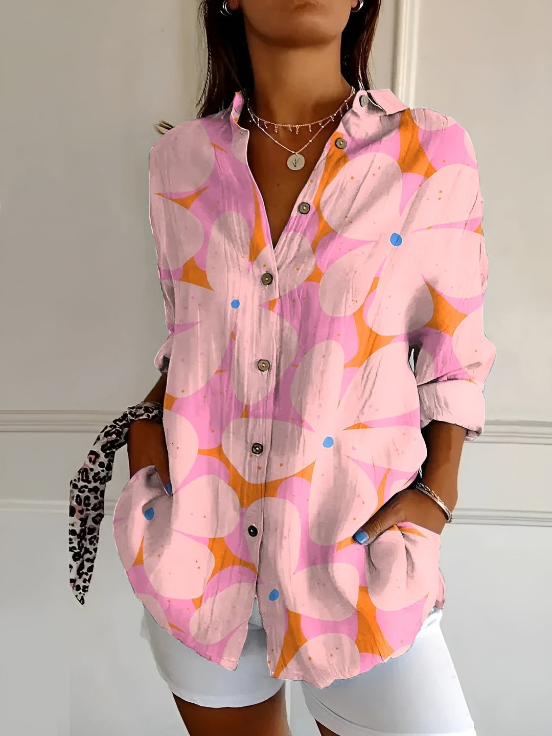 Roseline - Patterned Button-Up Shirt