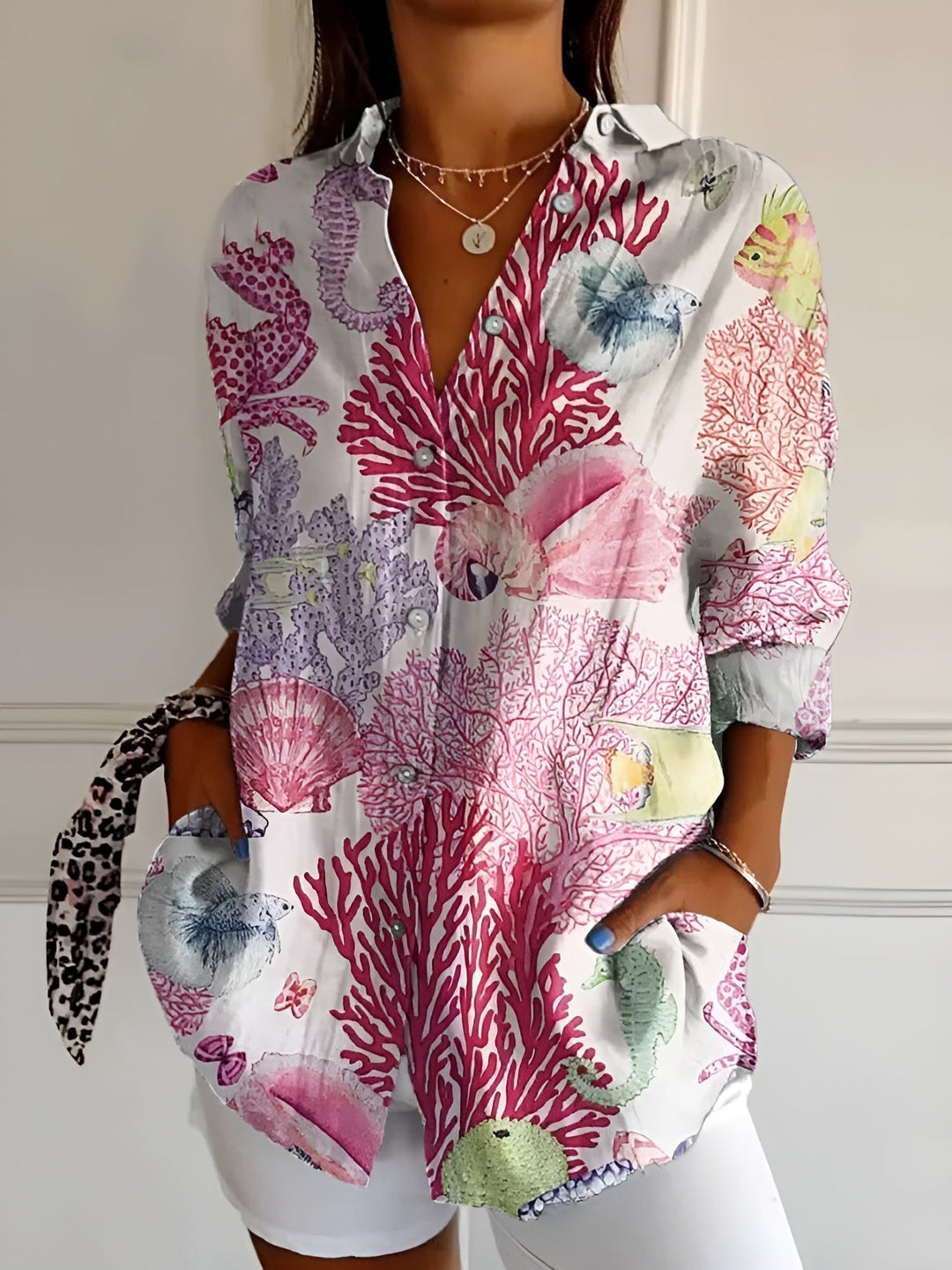 Roseline - Patterned Button-Up Shirt