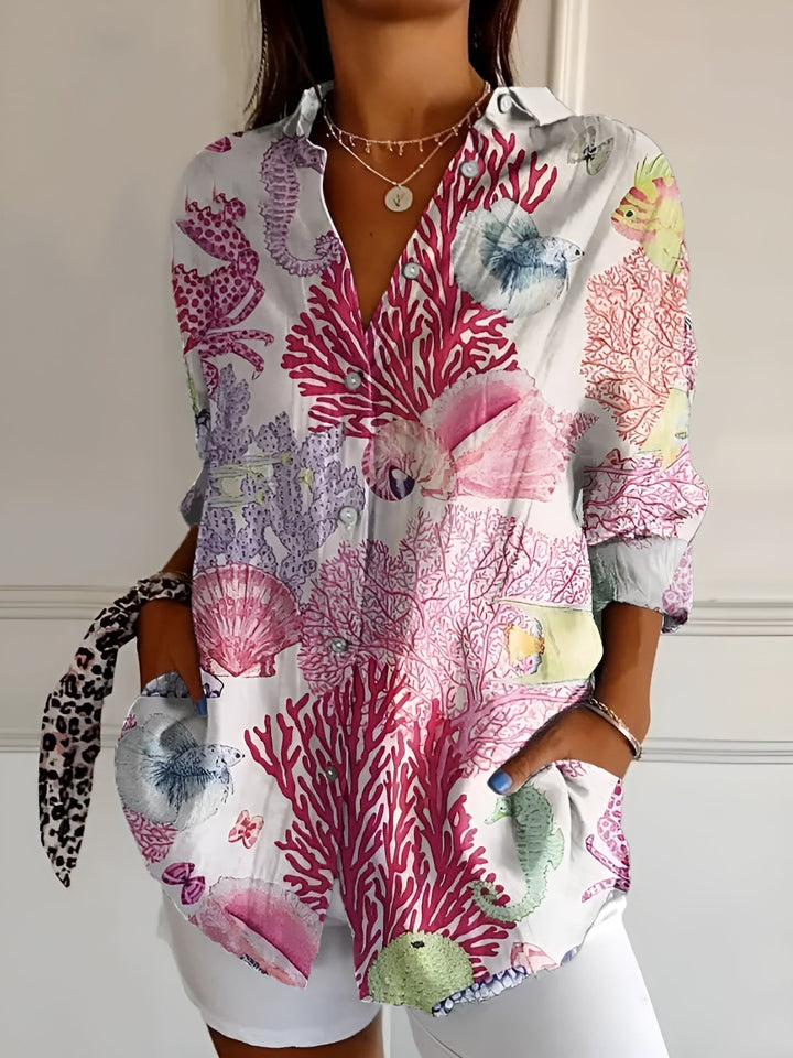 Roseline - Patterned Button-Up Shirt